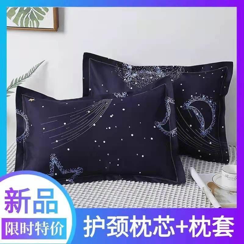 成人学生宿舍枕头单人护颈枕芯带枕套情侣简约可爱卡通家用一对装