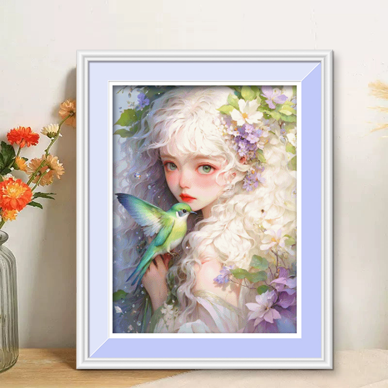 KS花辞女孩棉线满绣11色窗帘