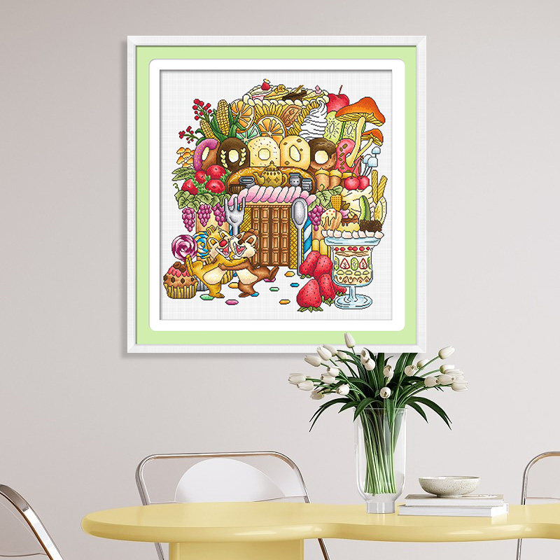 【2025绝版图】ks十字绣客厅自己绣手工绣清新印花棉线甜品水果捞,居家布艺,十字绣套件,淘宝优惠券,粉丝福利购,淘宝优惠卷