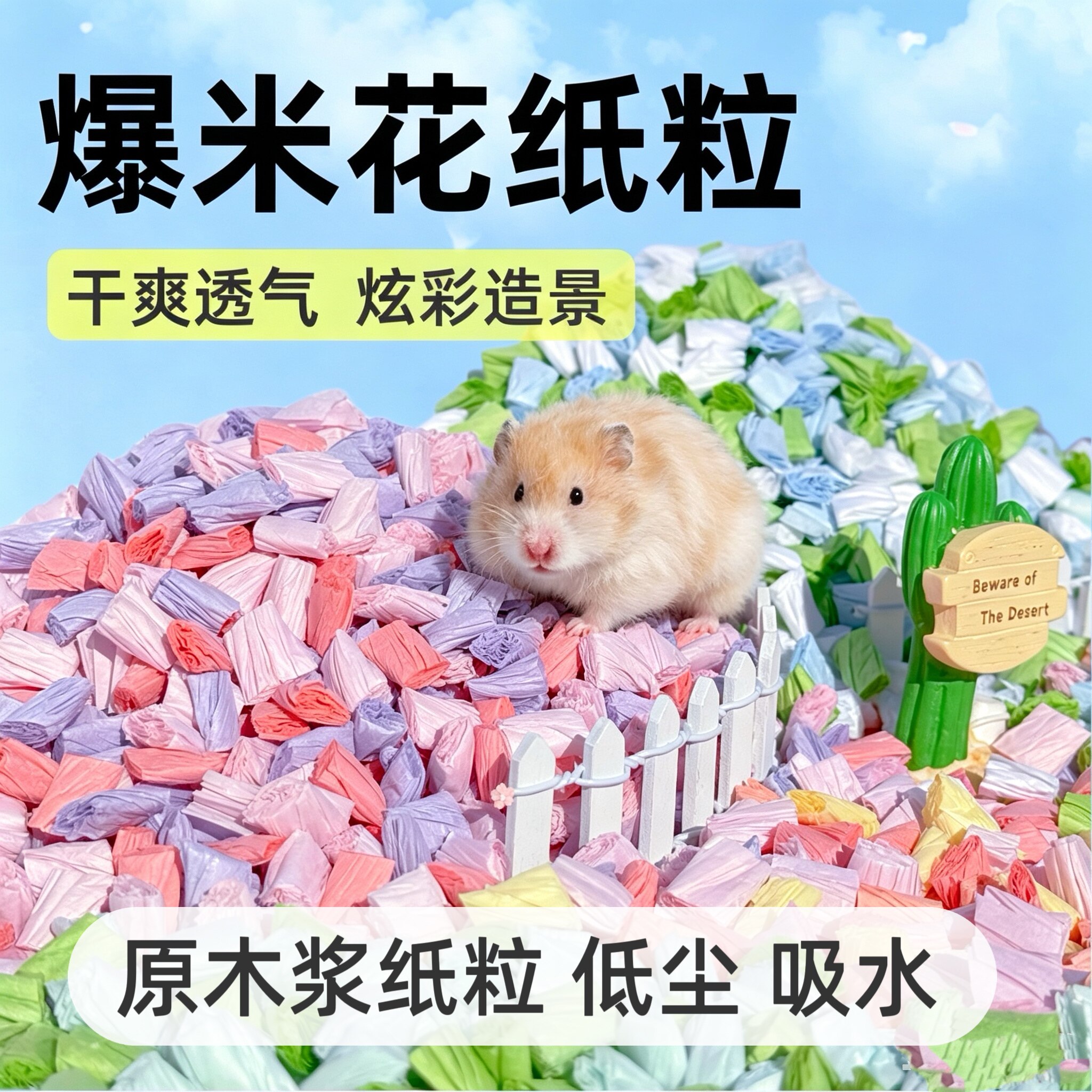 鼠妈妈仓鼠垫料吸水爆米花纸粒纸卷爬宠垫材造景金丝熊用品图片