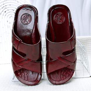 夏季男中老年防滑耐磨塑料生胶拖鞋冲凉油拖鞋居家酒店室内油拖鞋