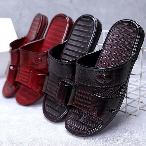 新款男士油拖鞋中老年防滑耐磨家居凉拖鞋爸爸鞋舒适外穿厚底