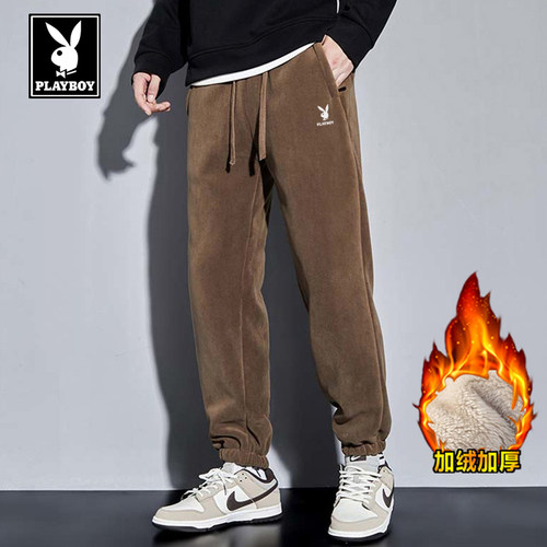 花花公子灯芯绒裤子加绒男秋冬季
