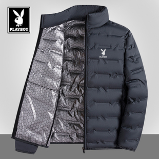 花花公子羽绒服男轻薄款 休闲羽绒衣潮 白鸭绒保暖立领夹克外套大码