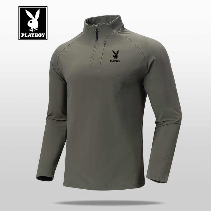 花花公子春秋冬季立领半拉链卫衣