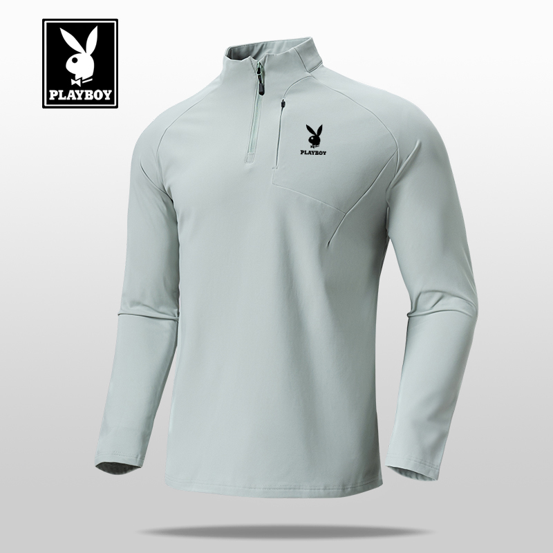 花花公子半拉链卫衣外套男长袖T