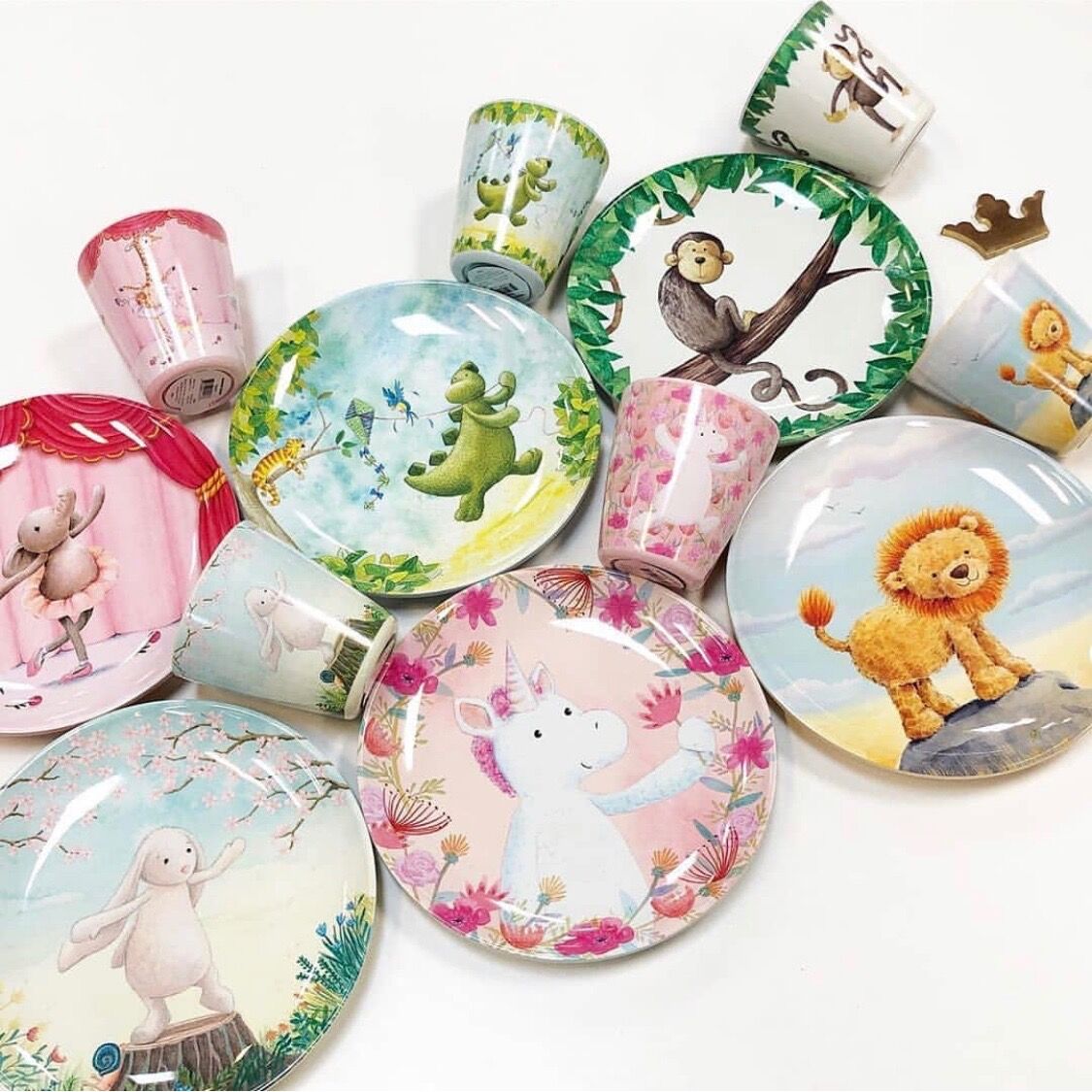 英国jellycat正品！儿童餐具 宝宝密胺树脂杯子 盘子 兔兔 独角兽