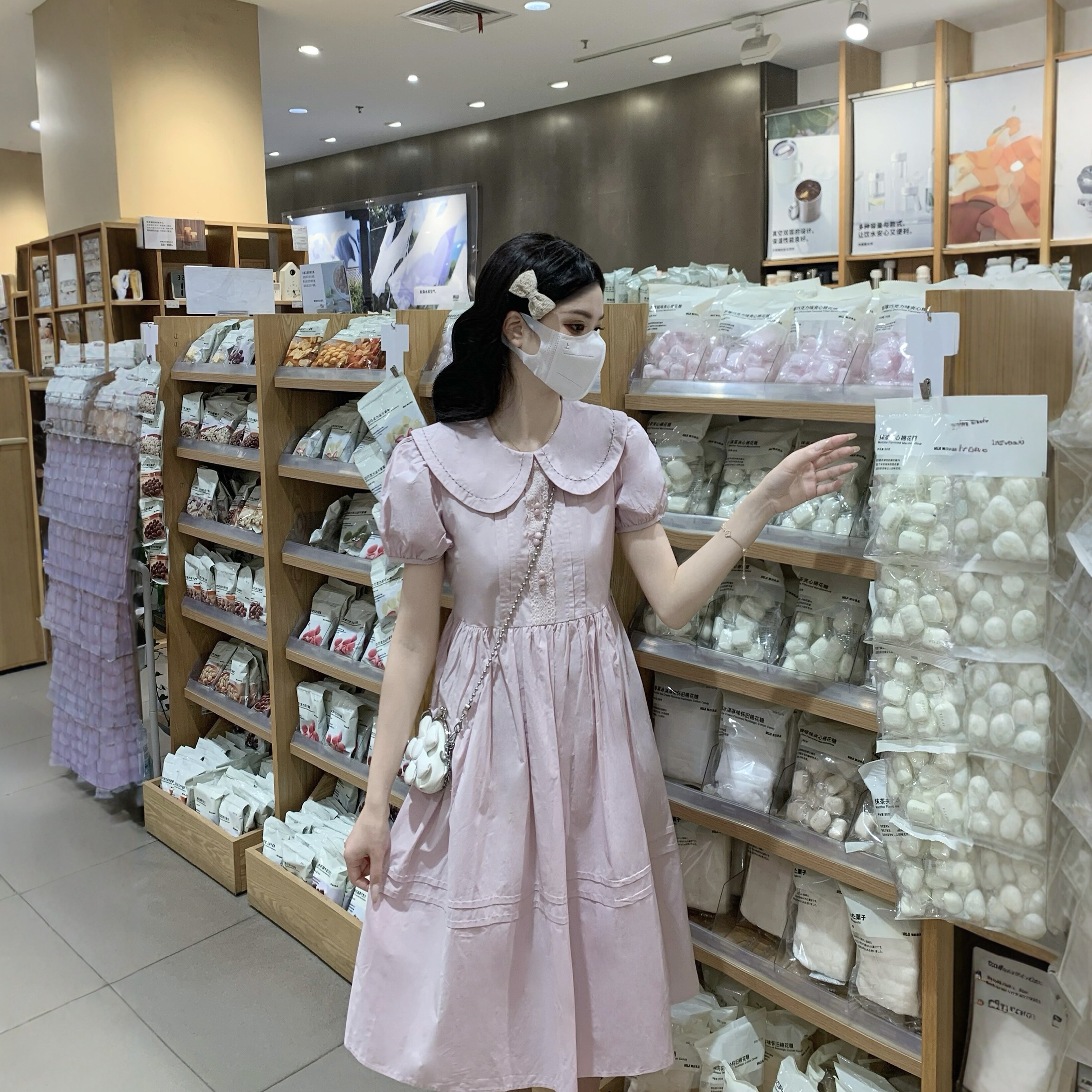 学院风连衣裙女大童夏季初中生长裙森系微胖初中高中学生收腰裙子图片