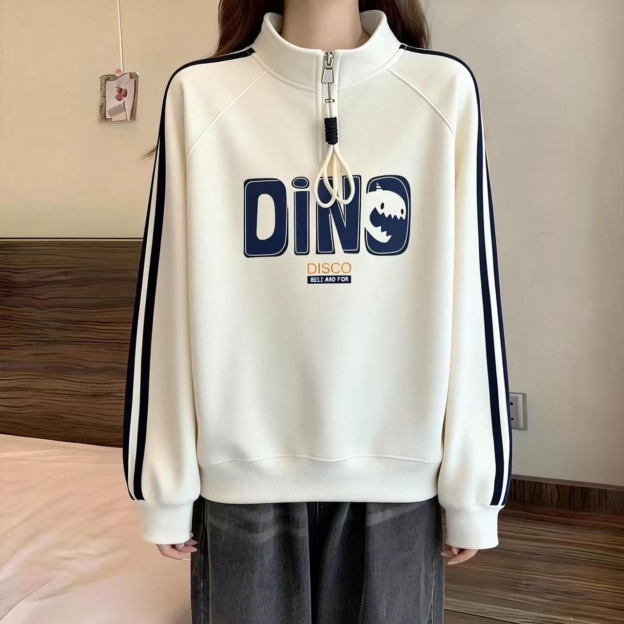初中学生女半拉链立领卫衣13少女孩15大童春秋季印花休闲运动上衣