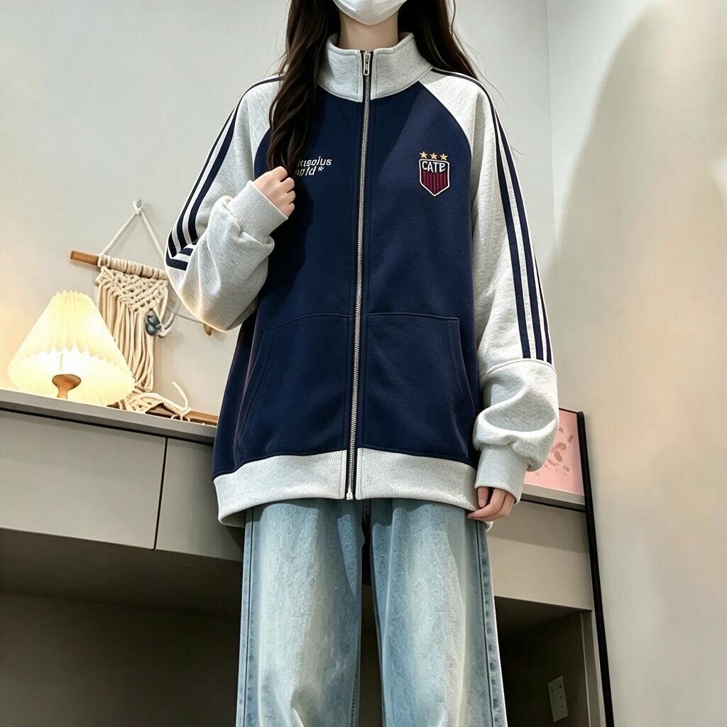 卫衣外套女春秋美式洋气女大童秋装初中生少女胖女童运动风棒球服