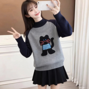 女童毛衣秋冬加厚中大童12少女孩13初中小学生15半高领加绒打底衫