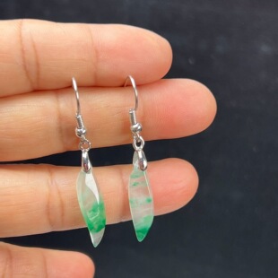 纯天然真玉耳环高冰飘翠绿色非洲翠玉玉石耳坠耳环独龙玉正品送礼