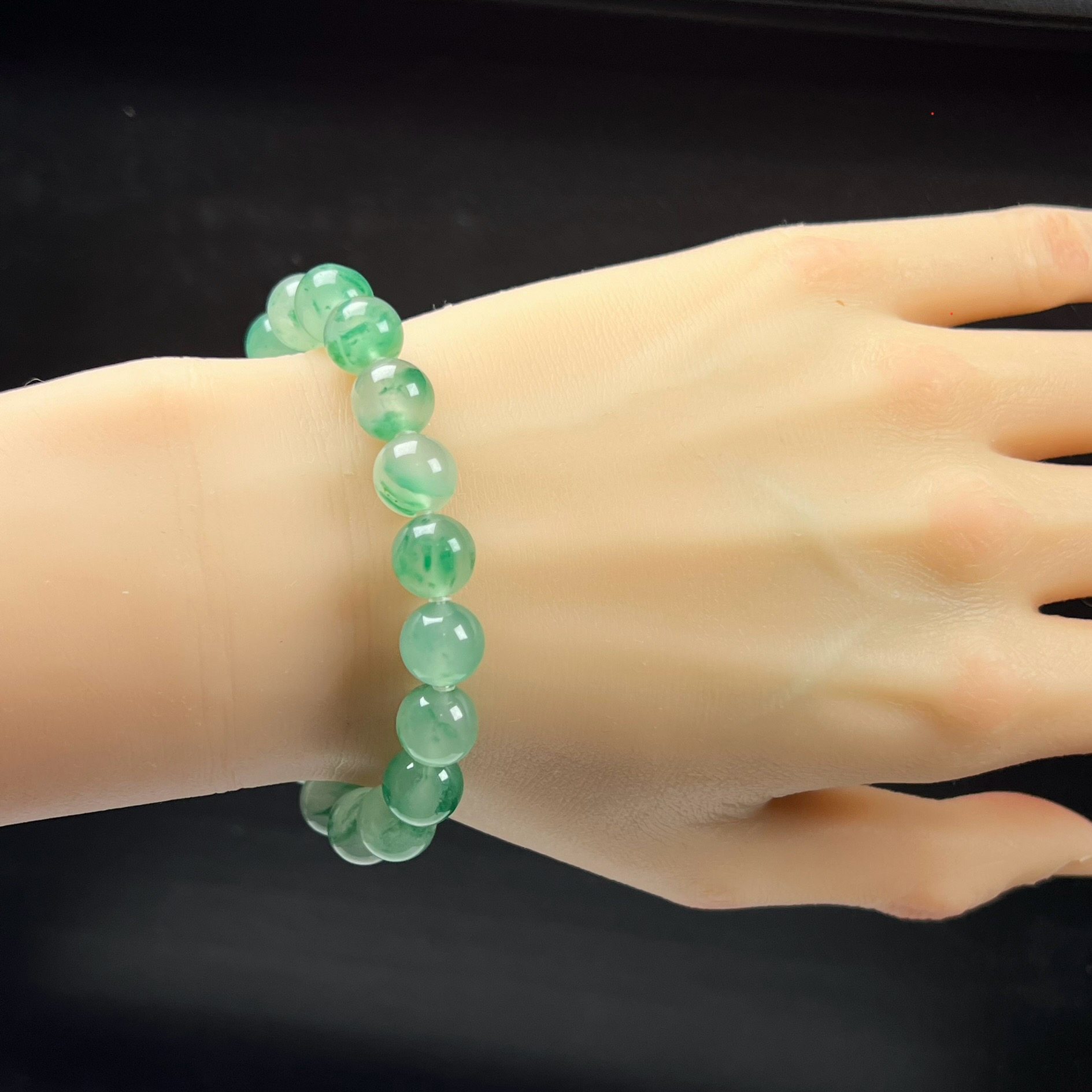 天然玉石精品高冰飘翠绿色非洲翠玉佛珠10mm玉石手串手链正品送礼