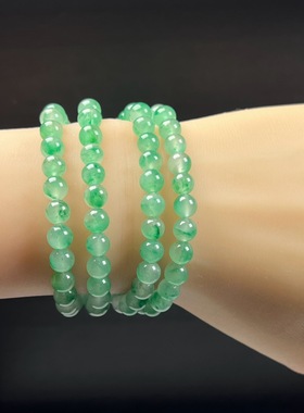 纯天然玉石高冰飘翠绿色非洲翠玉108颗佛珠7mm手串手链毛衣链两用