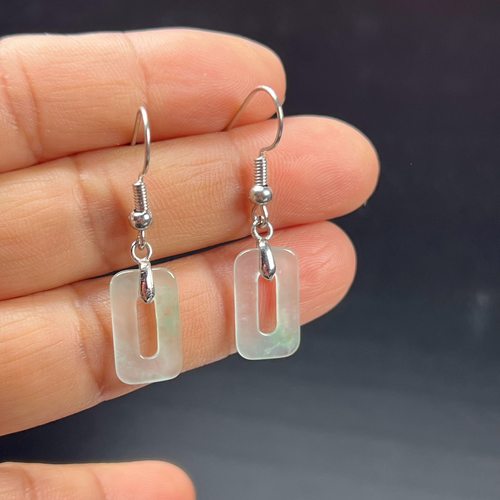 纯天然真玉耳环高冰飘翠绿色非洲翠玉玉石耳坠玉石耳环正品送礼