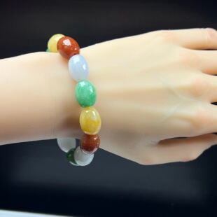 天然玉石精品珠宝缅甸翡翠玉生意兴隆手串多宝手链送礼证书