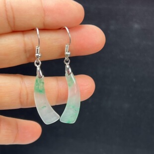 纯天然真玉耳环高冰飘翠绿色非洲翠玉玉石耳坠耳环独龙玉正品送礼