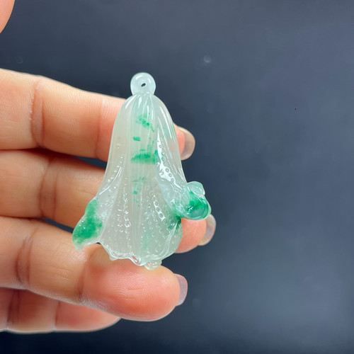 天然玉石正品精品珠宝高冰飘辣绿非洲翠玉百财吊坠白菜玉佩证书