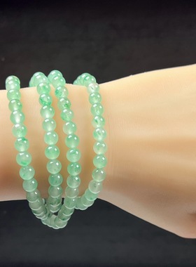 天然玉石精品冰飘翠绿色非洲翠玉6mm108 颗佛珠手串项链两用证书