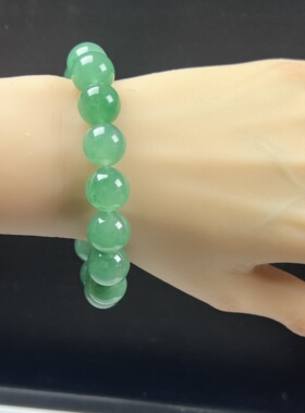 天然玉石精品高冰飘翠绿色非洲翠玉佛珠14mm玉石手串手链正品送礼