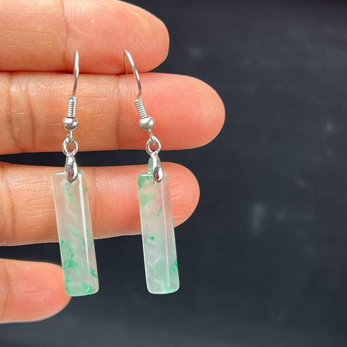 纯天然真玉耳环高冰飘翠绿色非洲翠玉玉石耳坠耳环独龙玉正品送礼