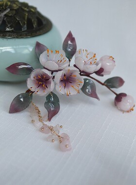 发梳热缩片古典杏花微雨簪子