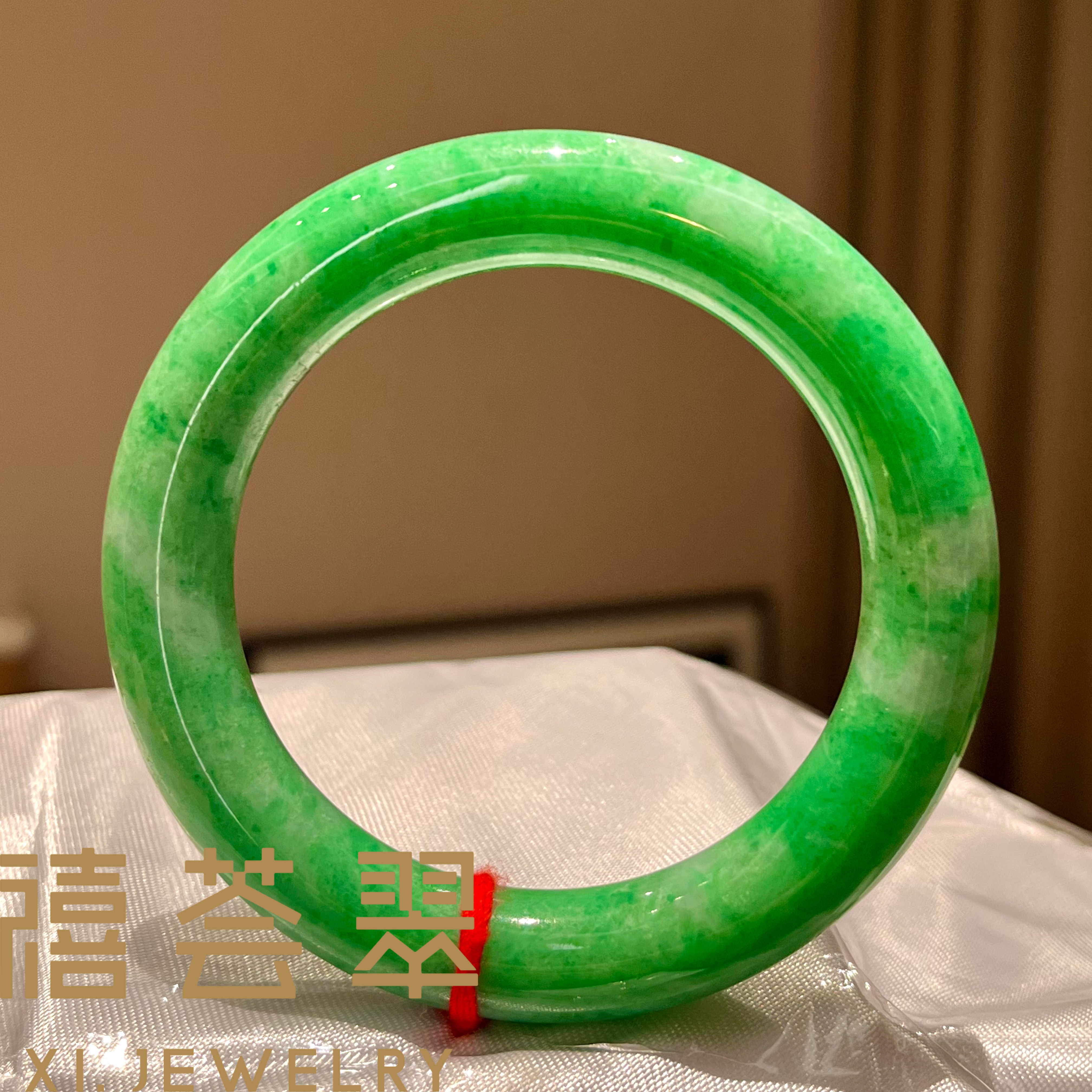 【禧荟翠】阳绿翡翠手镯天然缅甸A货翡翠