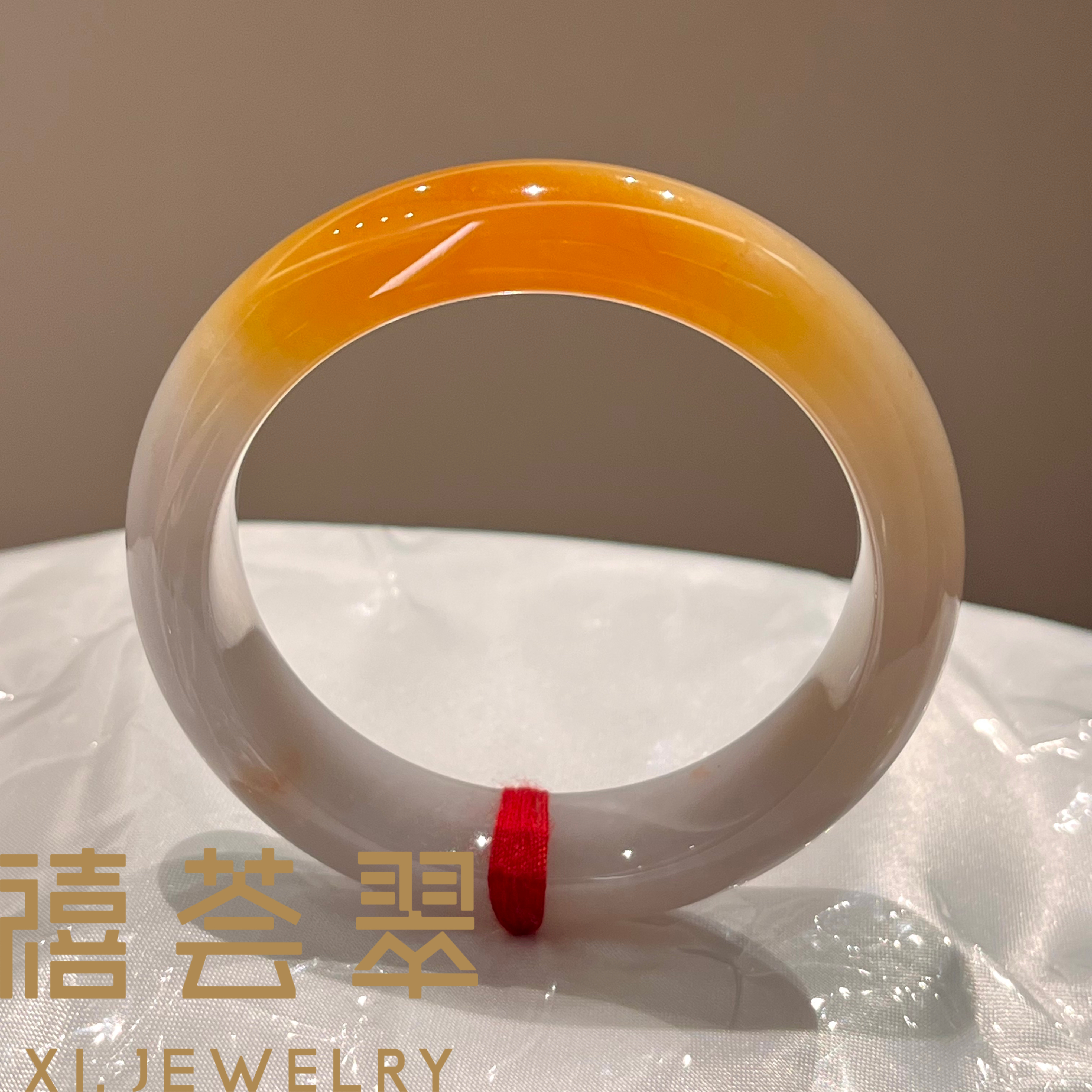 【禧荟翠】黄翡翡翠手镯天然缅甸A货翡翠