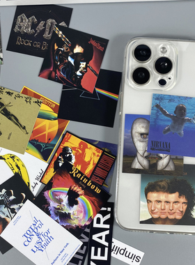 欧美ins风摇滚乐队CD唱片封面可放夹适用于苹果15promax手机壳14后面的装饰13卡片diy个性Queen枪花透明软壳