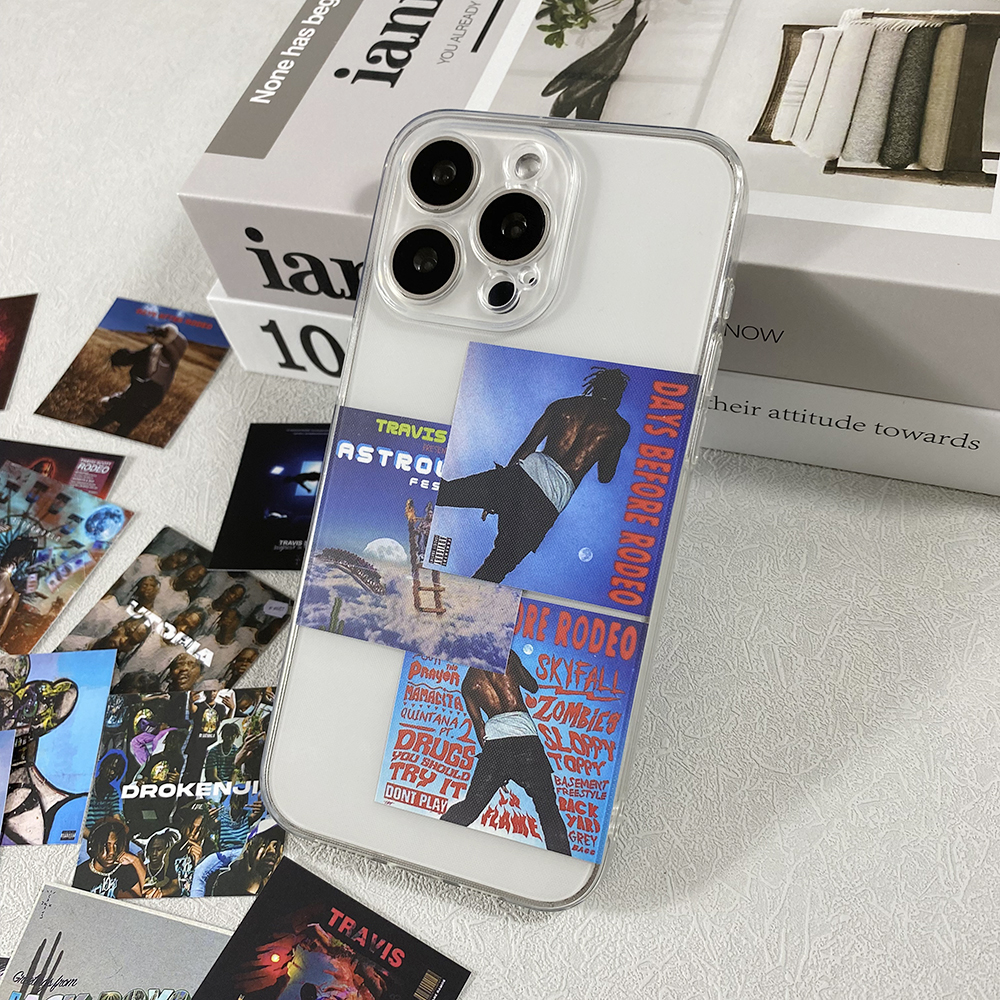 Travis Scott说唱嘻哈欧美CD专辑封面小卡片装饰可放夹手机后面适用苹果16promax手机壳iPhone15透明软壳华为