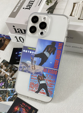 Travis Scott说唱嘻哈欧美CD专辑封面小卡片装饰可放夹手机后面适用苹果16promax手机壳iPhone15透明软壳华为