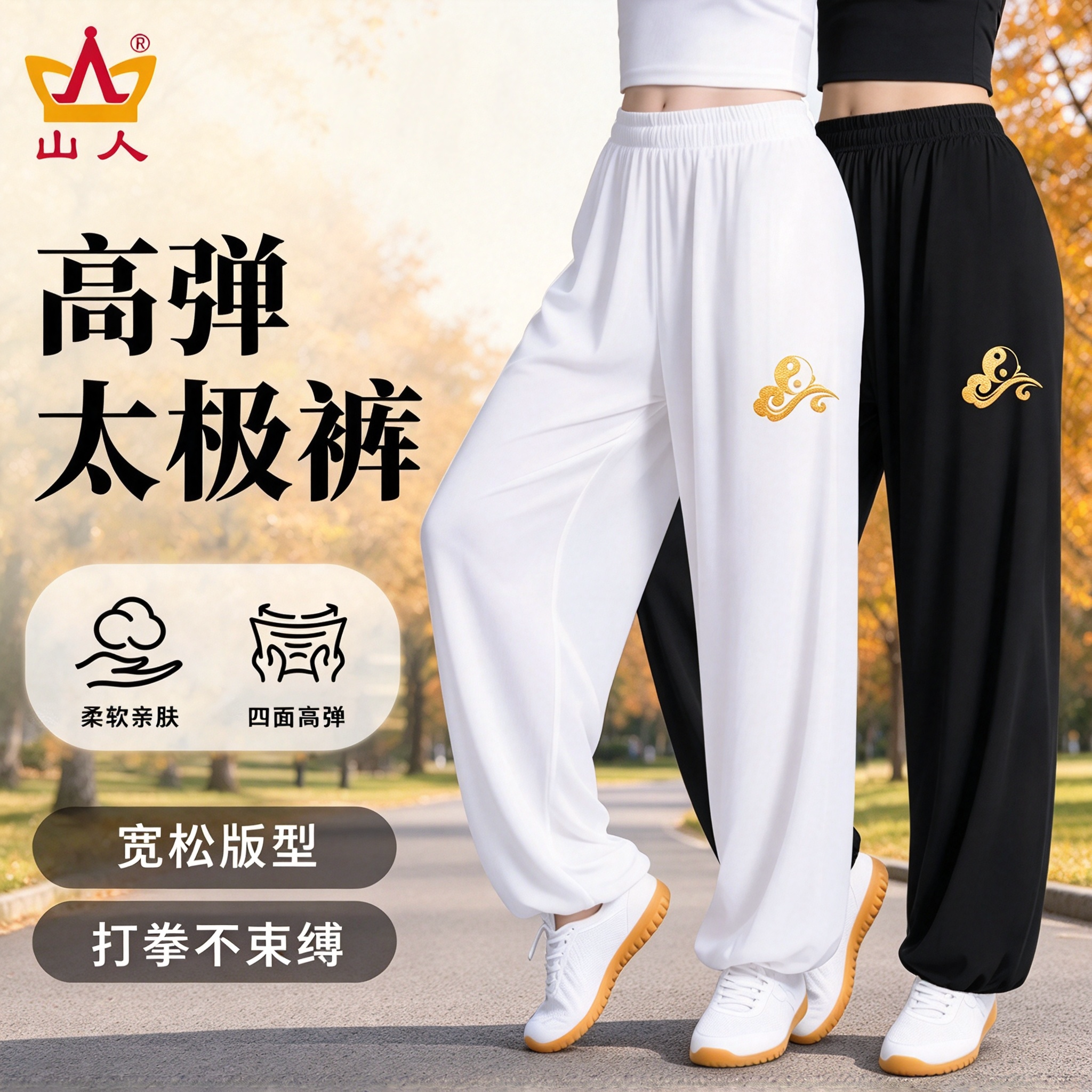 太极裤女新款太极服秋冬季高端品牌武术裤太极拳练功服男士灯笼裤