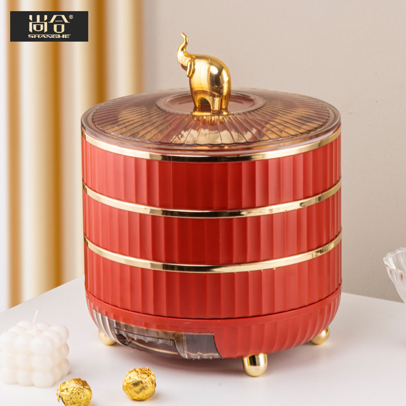 干果盘干果盒客厅茶几坚果糖果结婚红色婚礼盘子瓜子盘轻奢家用盘