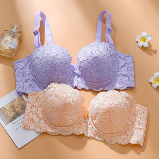 内衣大胸显小2分之1半杯纯棉文胸聚拢防滑舒适女胸罩 大码 正品 薄款