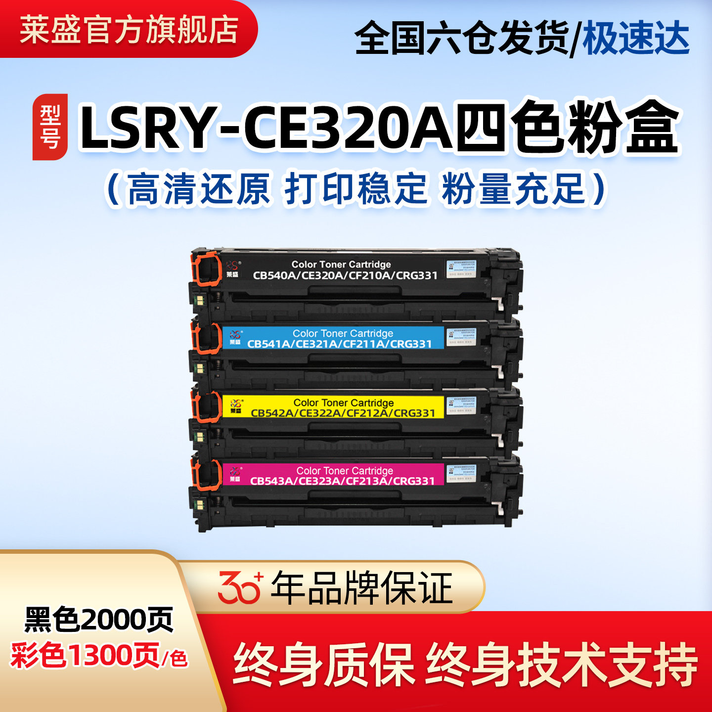 莱盛CE320A硒鼓易加粉适用惠普CP1525 CM1415粉盒CP1525N CM1415FN打印机黑色鼓粉盒CE323A彩色CE321A CE322A