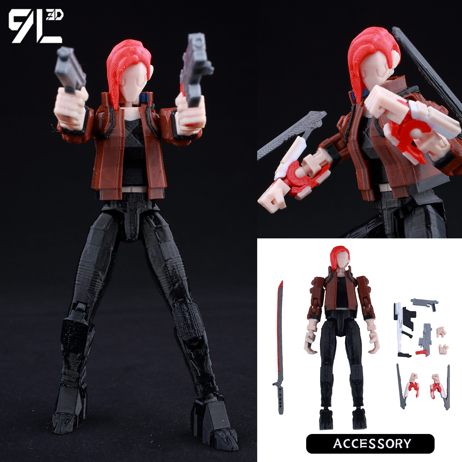 9L3D打印2077游戏手办T13动作人偶玩具关节可动幸运13机械人模型