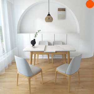 北欧原木餐桌椅岩板日式宅寂风可伸缩折叠电磁炉现代极简小0704w
