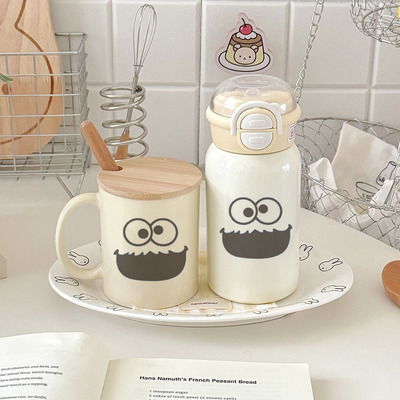 谁能拒绝甜饼怪？304 食品级不锈钢保温杯萌趣卡通防漏通勤喝水杯