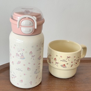 少女心回忆杀！茶话会小兔限定杯！316 不锈钢保温杯萌趣图案防漏
