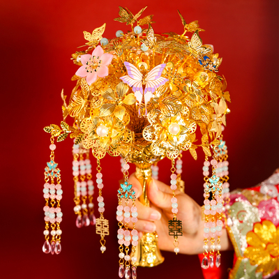 手捧花新娘结婚diy黄金色