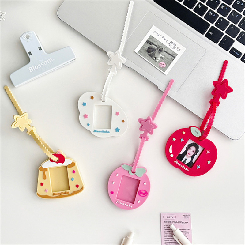 可爱卡通食物一寸证件照卡套硅胶卡夹小卡行李牌小卡软胶绳子卡包