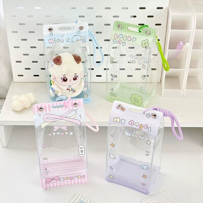 原创可爱蝴蝶结元素娃包溜娃包搪胶收纳袋娃用装饰便携袋少女风