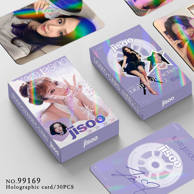 30张镭射卡JISOO迷你专辑AMORTAGE闪卡明星照片卡LOMO卡自印3寸卡