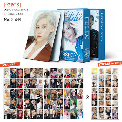 92张STRAYKIDS周边FELIX照片卡李龙馥贴纸双面LOMO卡自印高颜卡