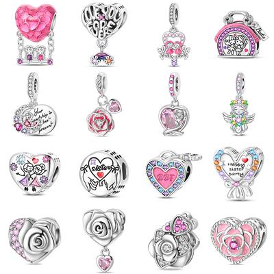 姐妹闺蜜爱心串珠DIY手链吊饰