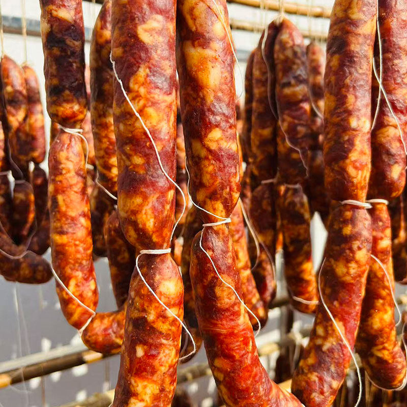 湖北手工腊肉腊肠传统工艺晒干香肠农家自制麻辣五香广式腌腊肉