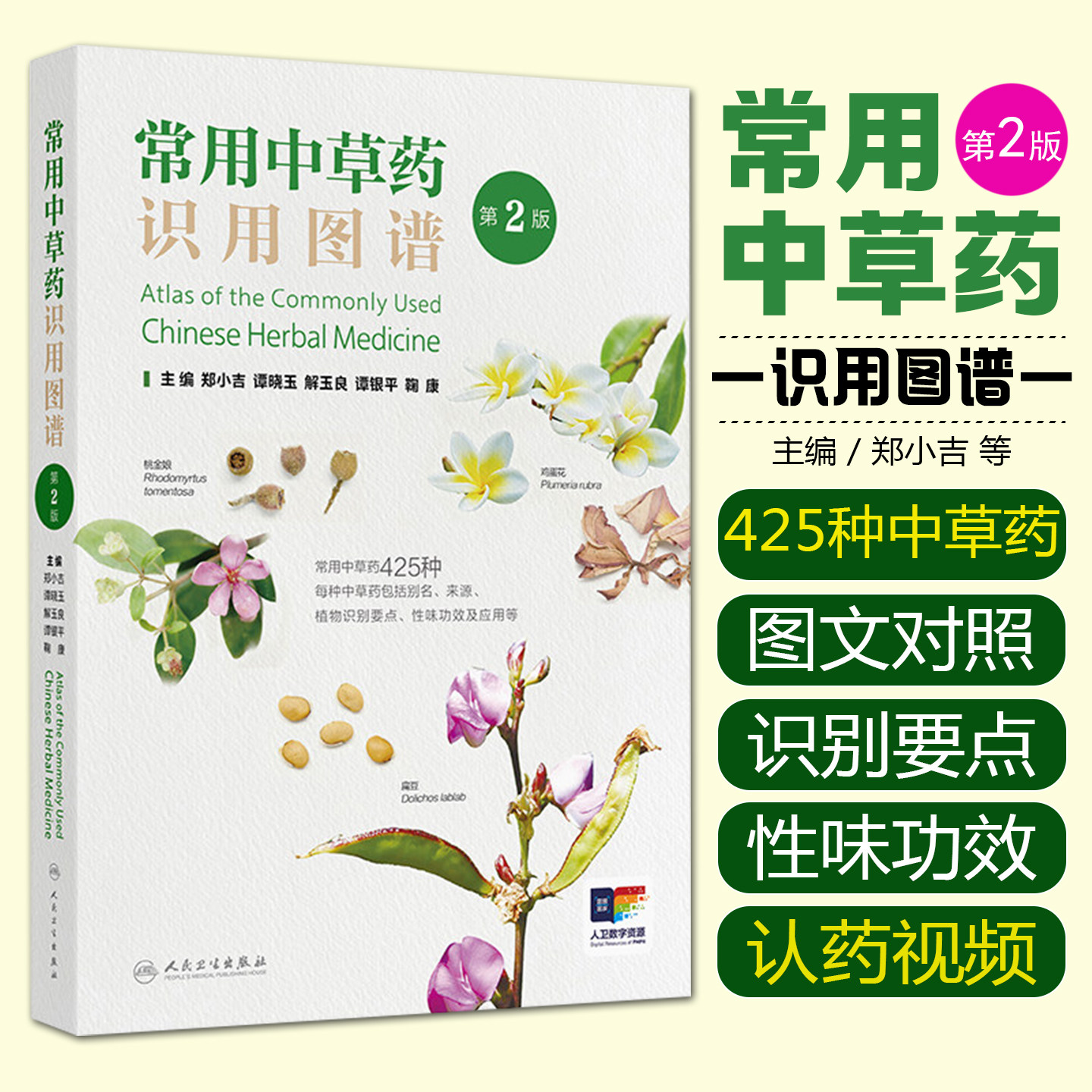 常用中草药识用图谱第2版郑小吉中药彩图原植物药材饮片识别应用别名来源功效实用中医工具书彩色中药材识别图谱人民卫生出版社