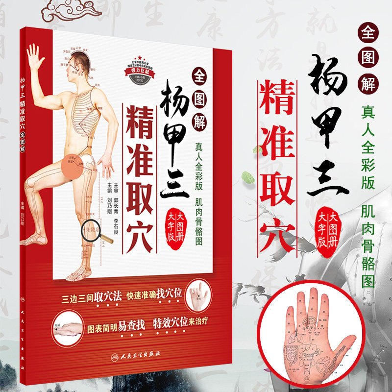 正版杨甲三精准取穴全图解刘乃刚快速准确找穴位三边三间取穴法真人全彩肌肉骨骼大字版大图册临床针灸血艾灸推拿按摩穴位人卫出版