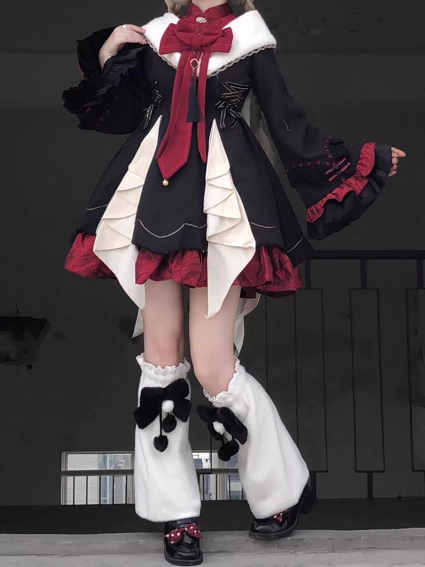 新年战袍黑红中华风lolita汉元素连衣裙洛丽塔公主裙lo裙拜年服