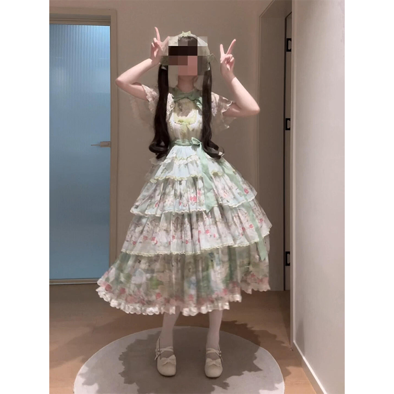 绿色天鹅田园风lolita裙jsk披肩优雅cla洛丽塔日常lo裙日常洋装